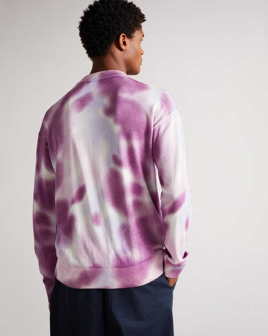 Ted Baker Wardour Spray Dyed Crew Neck Sweater Purple | 9318527-KH