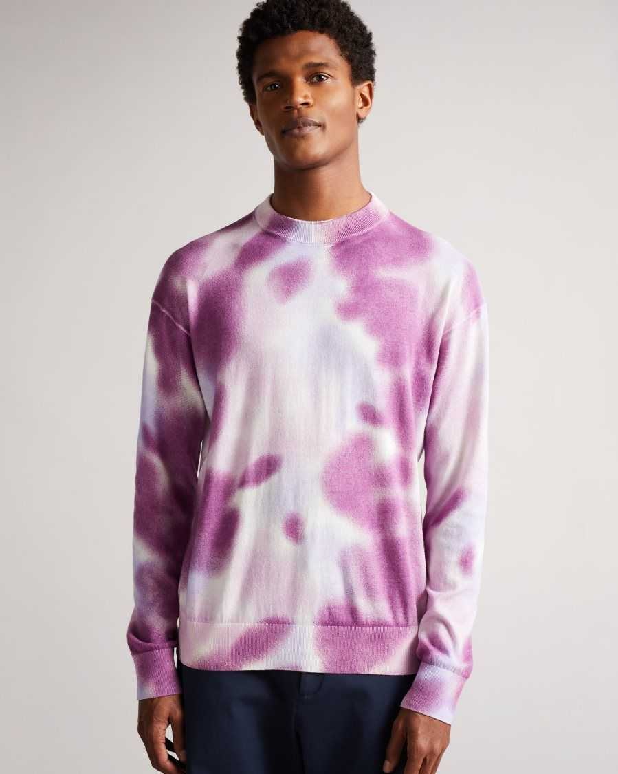 Ted Baker Wardour Spray Dyed Crew Neck Sweater Purple | 9318527-KH