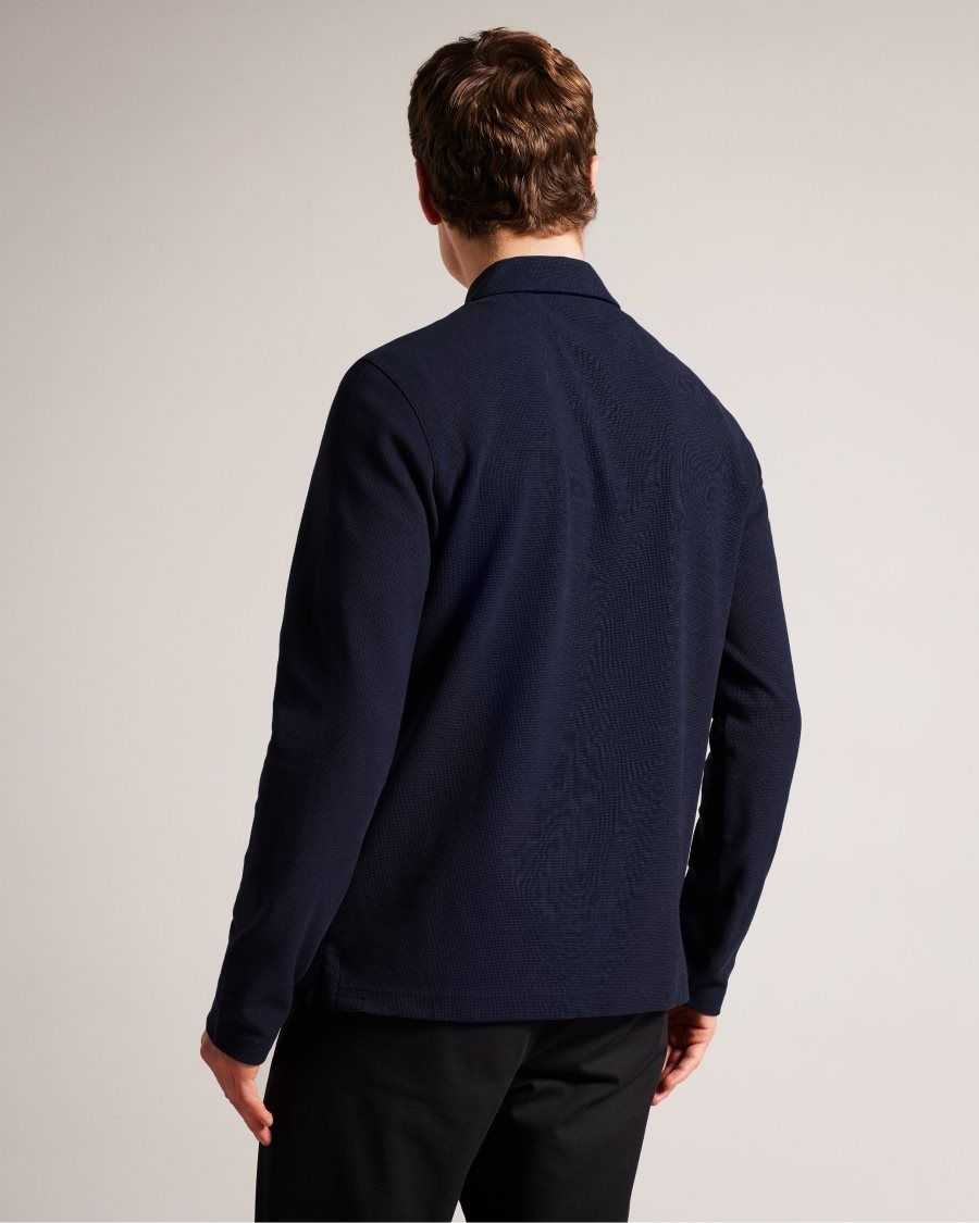 Ted Baker Wavelo Long Sleeve Regular Fit Polo Shirt Navy | 0639148-GY