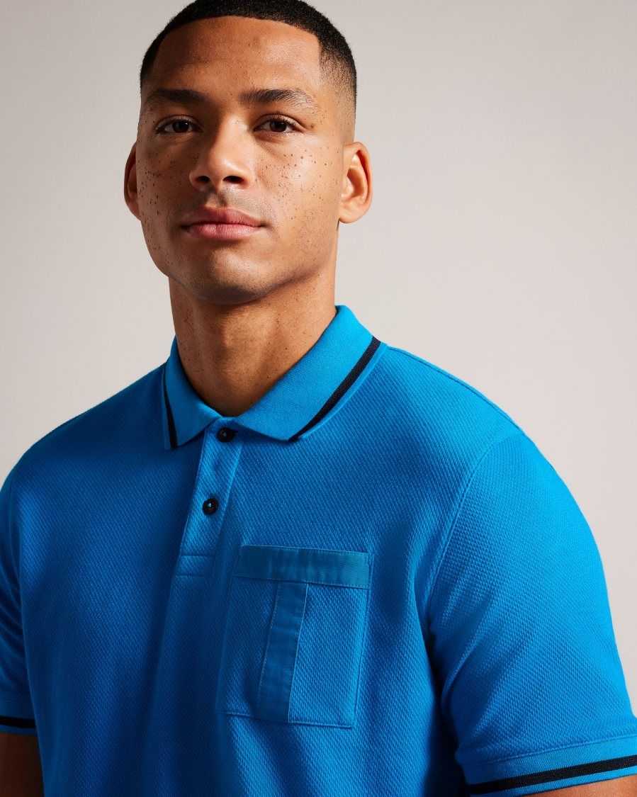 Ted Baker Wayfar Regular Fit Polo Shirt With T Pocket Blue | 2051963-DY