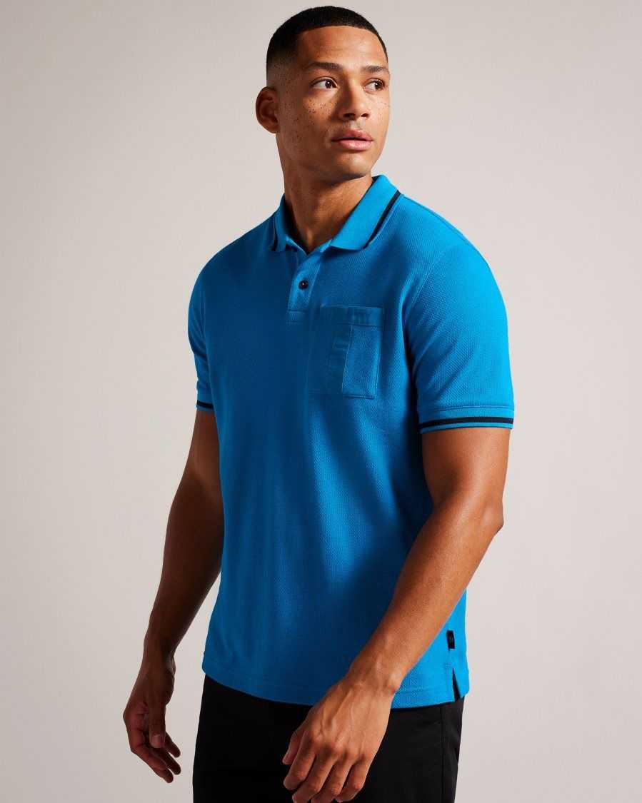 Ted Baker Wayfar Regular Fit Polo Shirt With T Pocket Blue | 2051963-DY