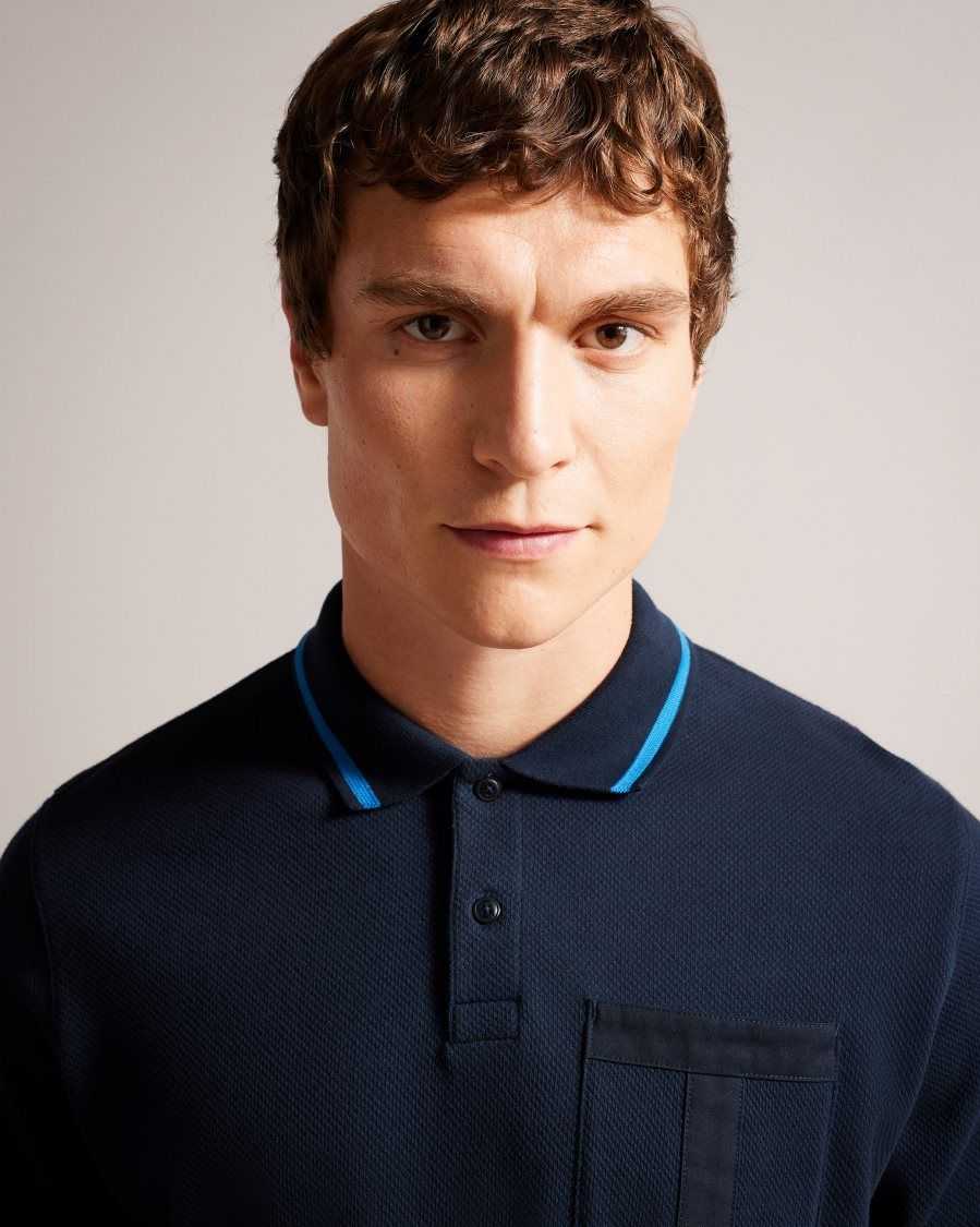 Ted Baker Wayfar Regular Fit Polo Shirt With T Pocket Navy | 3826591-EI