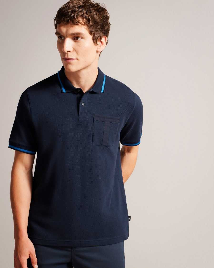 Ted Baker Wayfar Regular Fit Polo Shirt With T Pocket Navy | 3826591-EI