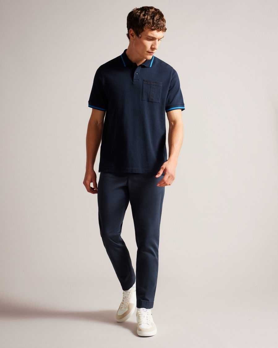 Ted Baker Wayfar Regular Fit Polo Shirt With T Pocket Navy | 3826591-EI