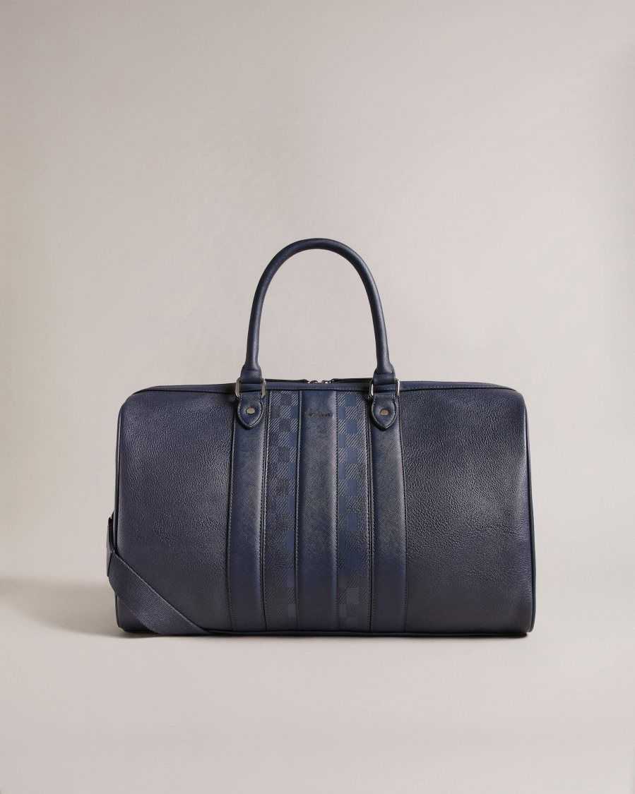 Ted Baker Waylin House Check PU Holdall Navy | 8376021-DQ