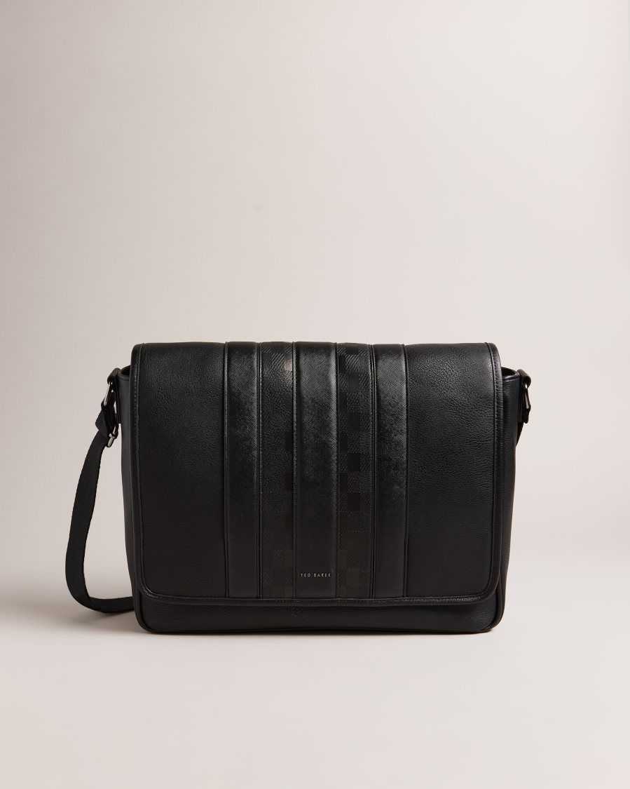 Ted Baker Wayvon House Check PU Messenger Bag Black | 2169053-LM