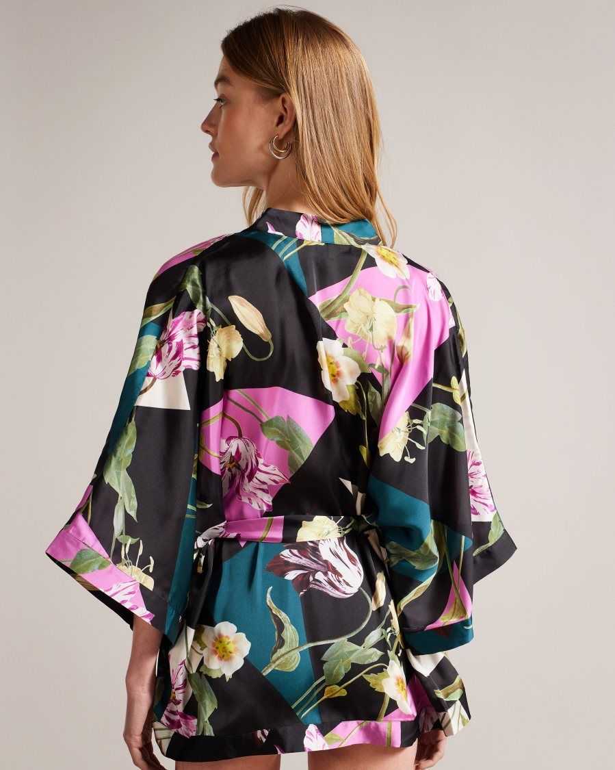 Ted Baker Wenddi Botanical Print Kimono Black | 2864031-GD