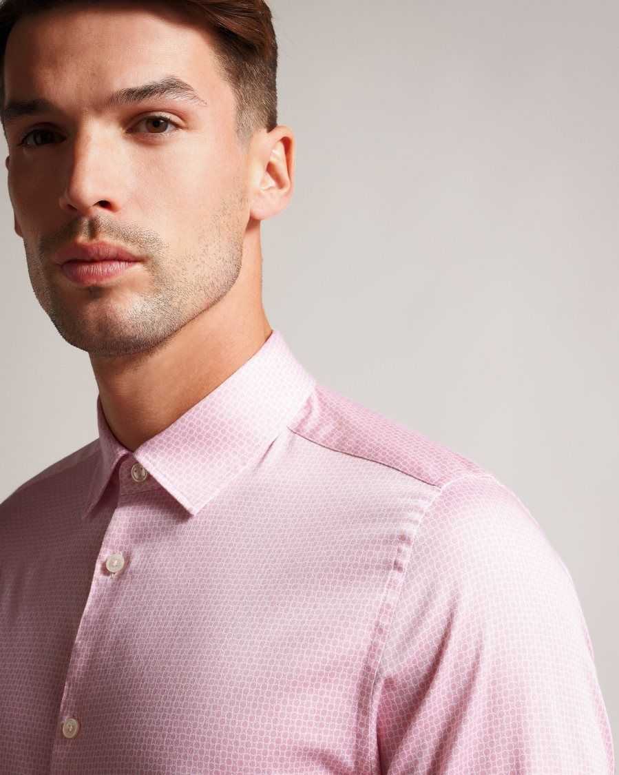 Ted Baker Willet Long Sleeve Geometric Print Shirt Pale Pink | 8642109-BQ