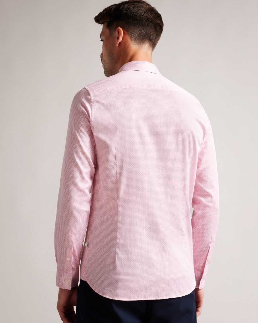 Ted Baker Willet Long Sleeve Geometric Print Shirt Pale Pink | 8642109-BQ