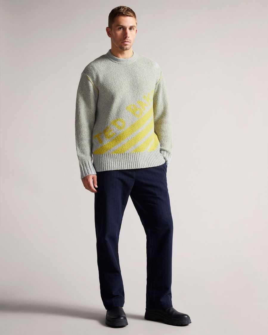 Ted Baker Windmer LS Branded Crew Neck Jumper Grey-Marl | 1739260-BA