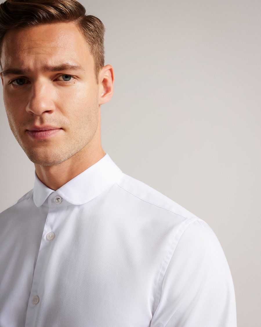 Ted Baker Witfor Long Sleeve Rounded Collar Shirt White | 2769035-JQ