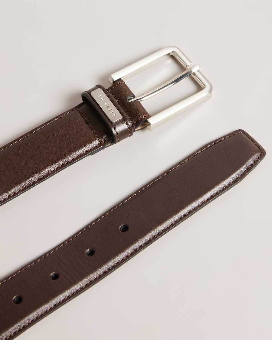 Ted Baker Wizerd Leather Belt With Branded Keeper Brown-Chocolate | 5709164-TR