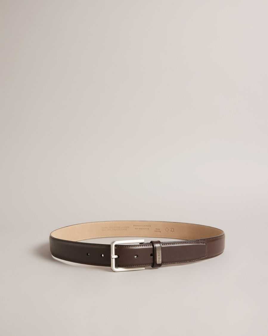 Ted Baker Wizerd Leather Belt With Branded Keeper Brown-Chocolate | 5709164-TR