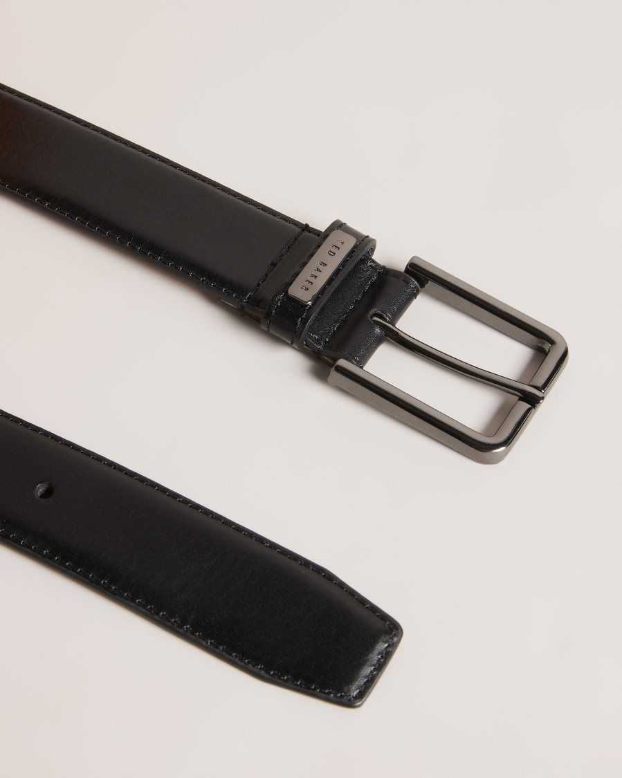 Ted Baker Wizerd Leather Belt With Branded Keeper Black | 6091287-OV