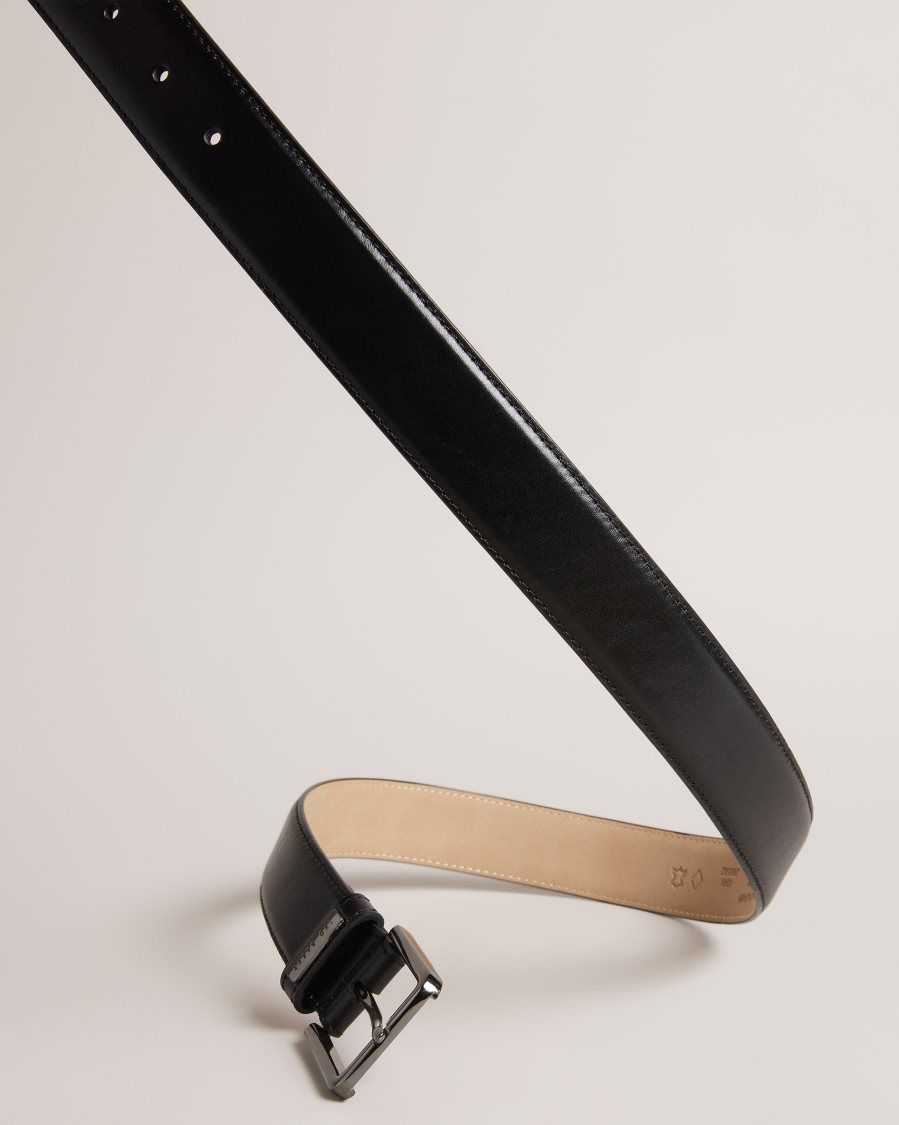 Ted Baker Wizerd Leather Belt With Branded Keeper Black | 6091287-OV