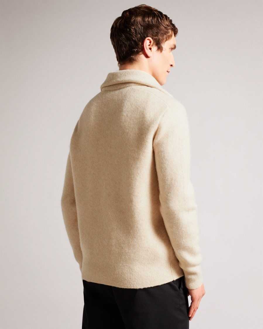 Ted Baker Wolffia Regular Fit Half Zip Fleece Natural | 2394780-RU