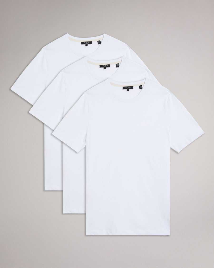 Ted Baker Workin Three Pack Of Short Sleeve T-Shirts White | 0628153-ZT