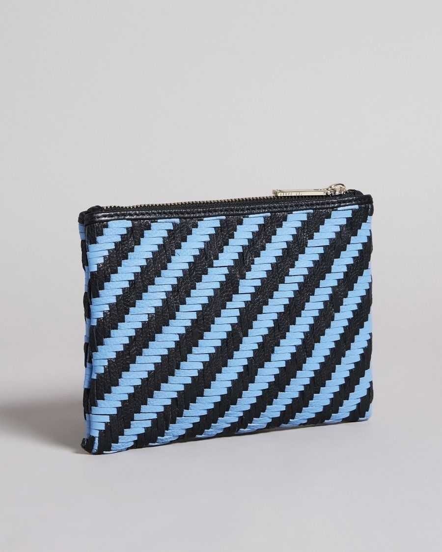 Ted Baker Woveta Woven Leather Small Pouch Medium Blue | 1254706-ZR