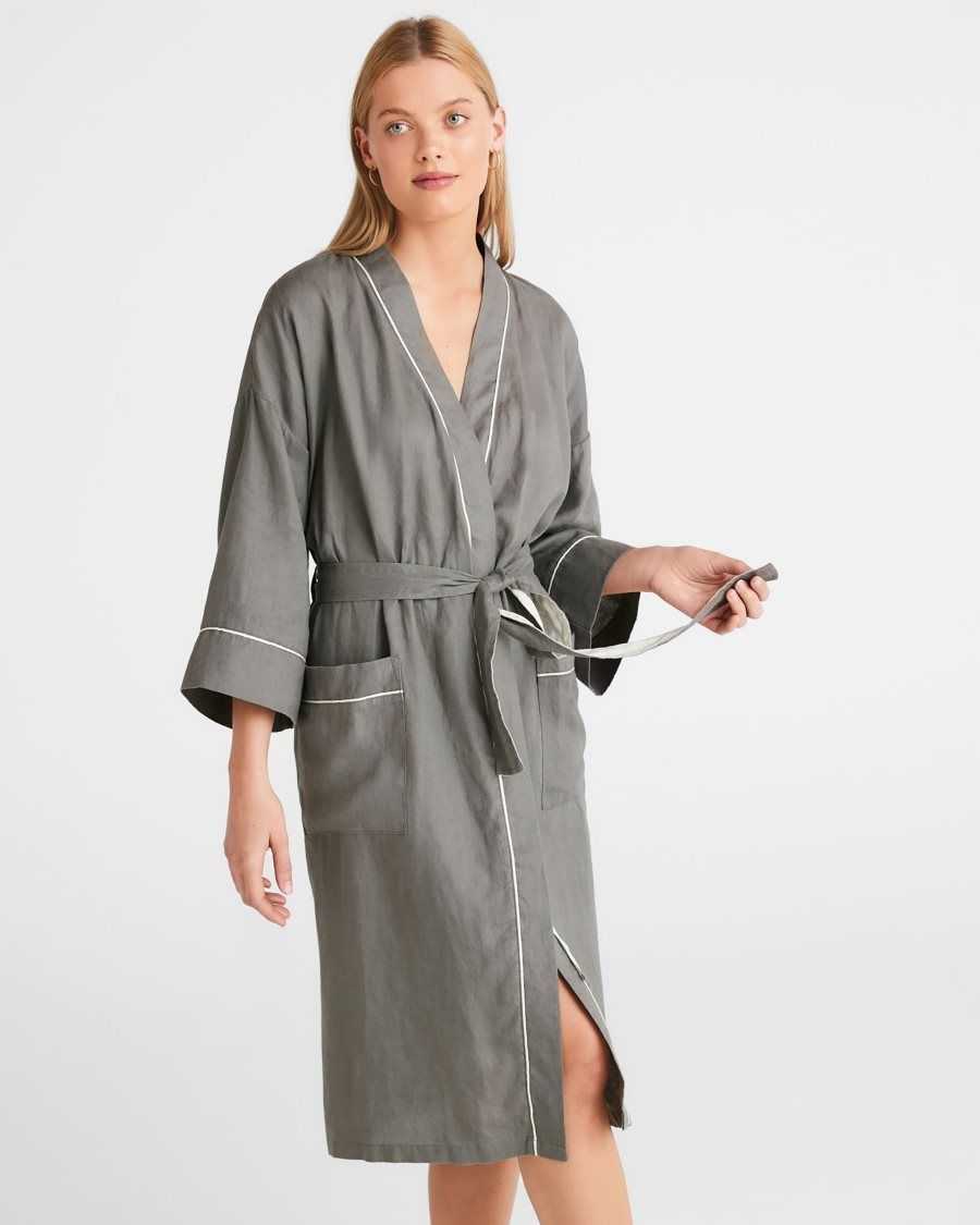 Ted Baker Yayan Longline Linen Robe Light Brown | 7984026-NH