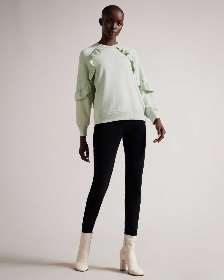 Ted Baker Yazme Frilled Sweatshirt With Chain Trim Light Green | 4127935-CY