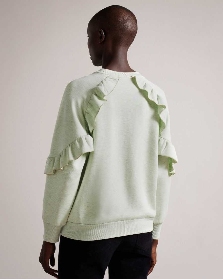 Ted Baker Yazme Frilled Sweatshirt With Chain Trim Light Green | 4127935-CY