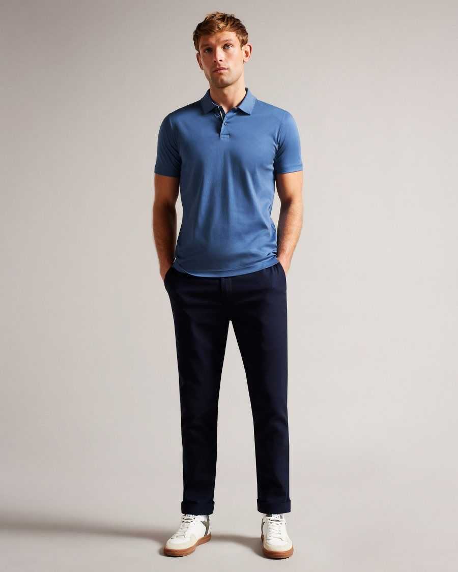 Ted Baker Zeiter Short Sleeve Slim Fit Polo Shirt Dark Blue | 5107483-EW