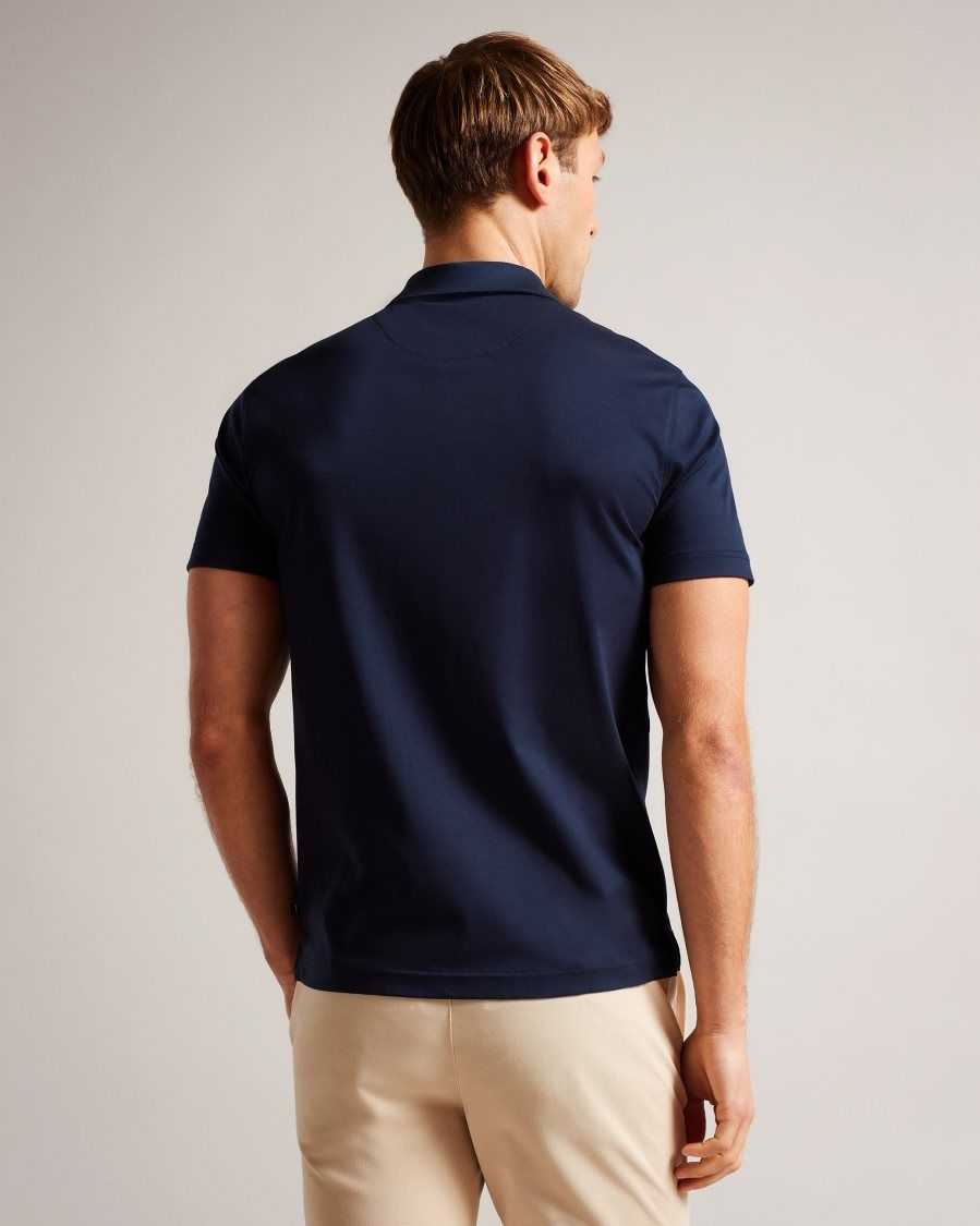 Ted Baker Zeiter Short Sleeve Slim Fit Polo Shirt Navy | 7130864-BH