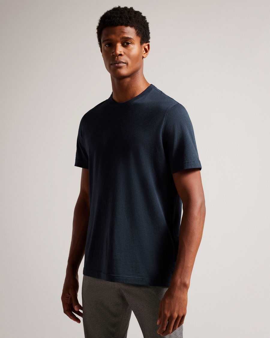 Ted Baker Zeppel Cashmere Blend T-Shirt Navy-Blue | 4510398-HC