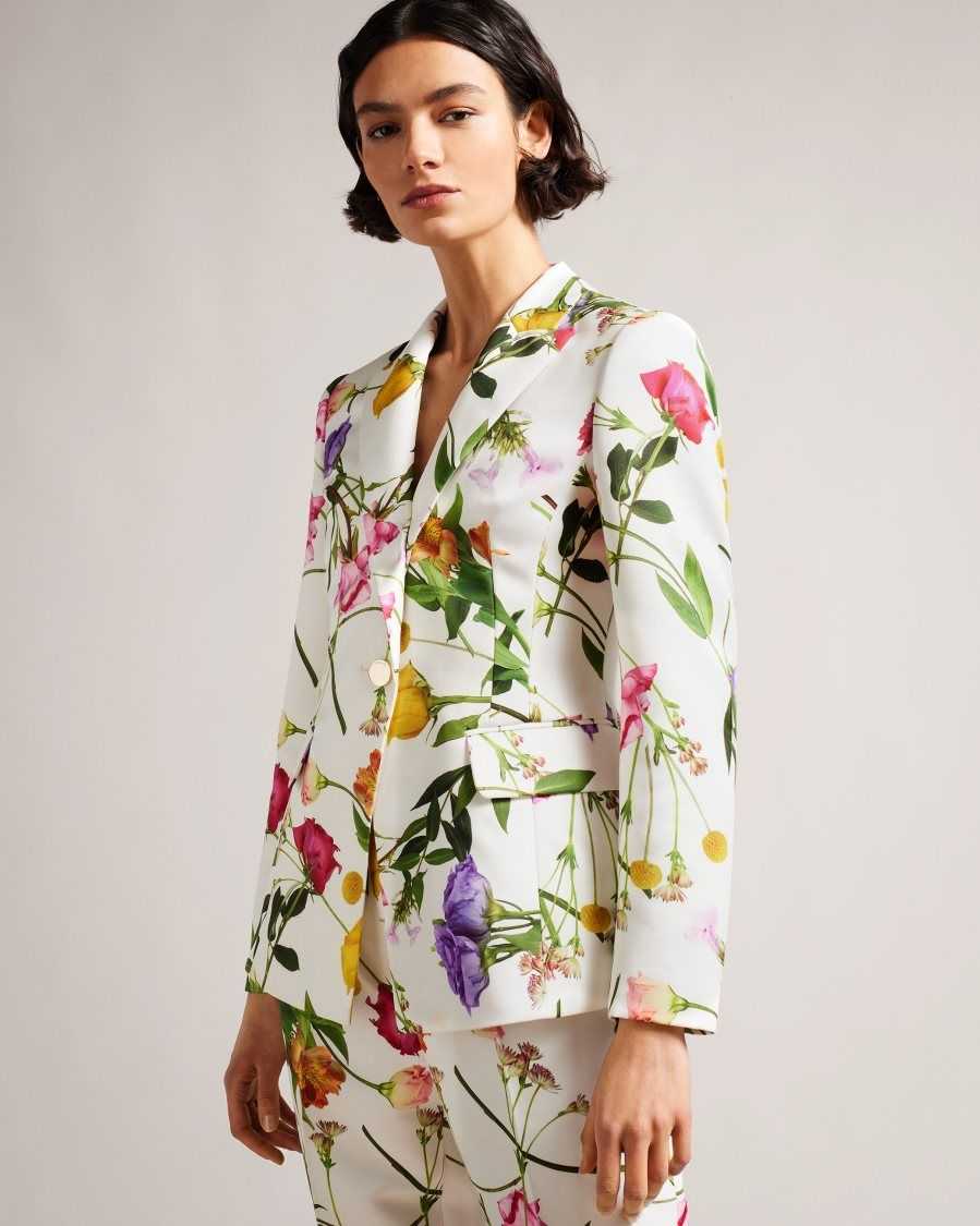 Ted Baker Ziaah Floral Slim Fit Suit Jacket White | 2580136-PI