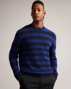 Ted Baker Abulti Regular Fit Striped Jumper Blue | 0786415-VQ