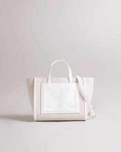 Ted Baker Aksanna Medium Canvas Tote Bag White | 1754063-IN