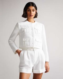 Ted Baker Alera Cropped Cargo Jacket White | 4706235-NL