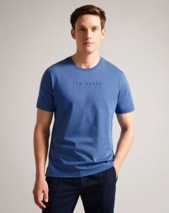 Ted Baker Alisbur Short Sleeve Branded T-Shirt Dark Blue | 9206843-BY