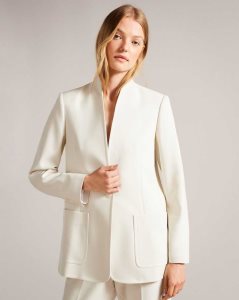 Ted Baker Ambero Single Breasted Collarless Blazer Natural | 9170326-KF