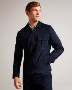 Ted Baker Amped Suede Jacket Navy | 6413980-XP