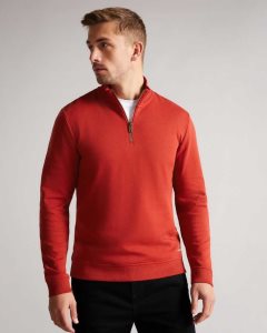 Ted Baker Antram Long Sleeve Half Zip Funnel Neck Dark Red | 6289503-NS