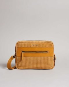 Ted Baker Anty Corduroy Suede Crossbody Bag Mustard | 5028491-XY