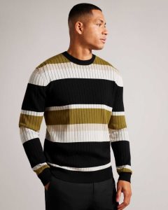 Ted Baker Array Long Sleeve Regular Fit Striped Jumper Natural | 4182563-EF