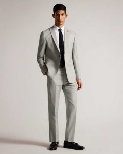 Ted Baker Artimtr Wool Cross Hatch Suit Trousers Stone | 2647391-RO