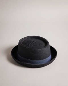 Ted Baker Axelly Straw Pork Pie Hat Black | 1803526-NT