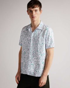 Ted Baker Bartlet Short Sleeve Revere Printed Shirt White | 4987520-JE