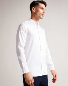 Ted Baker Bellow Long Sleeve Satin Stretch Shirt White | 2085769-RF