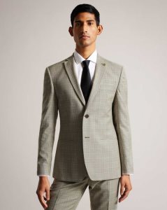 Ted Baker Botanjs Wool Check Suit Jacket Light Grey | 7268045-KC