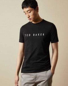 Ted Baker Broni Short Sleeve Branded T-Shirt Black | 9523684-WY