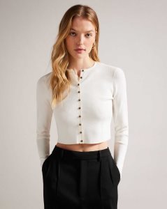 Ted Baker Camilda Rayon Cropped Cardigan White | 8103246-VT