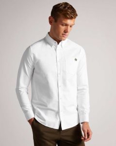 Ted Baker Caplet Long Sleeve Oxford Shirt White | 8712436-JX