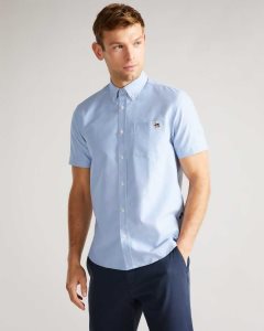 Ted Baker Capsho Short Sleeve Oxford Shirt Blue | 7125864-MC