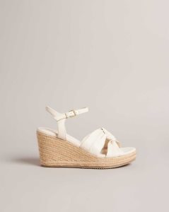 Ted Baker Carda Knotted Wedge Espadrille Sandals Ivory | 7693251-QE