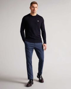 Ted Baker Cardiff Merino Wool Crew Neck Jumper Navy | 9254308-IJ