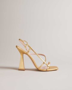 Ted Baker Cayena Strappy Geometric Heeled Sandals Gold | 5706129-PF